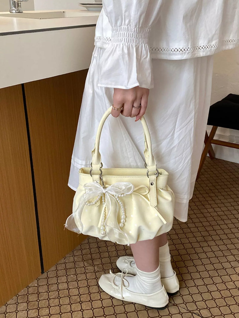 Ruched PU Leather Handbag